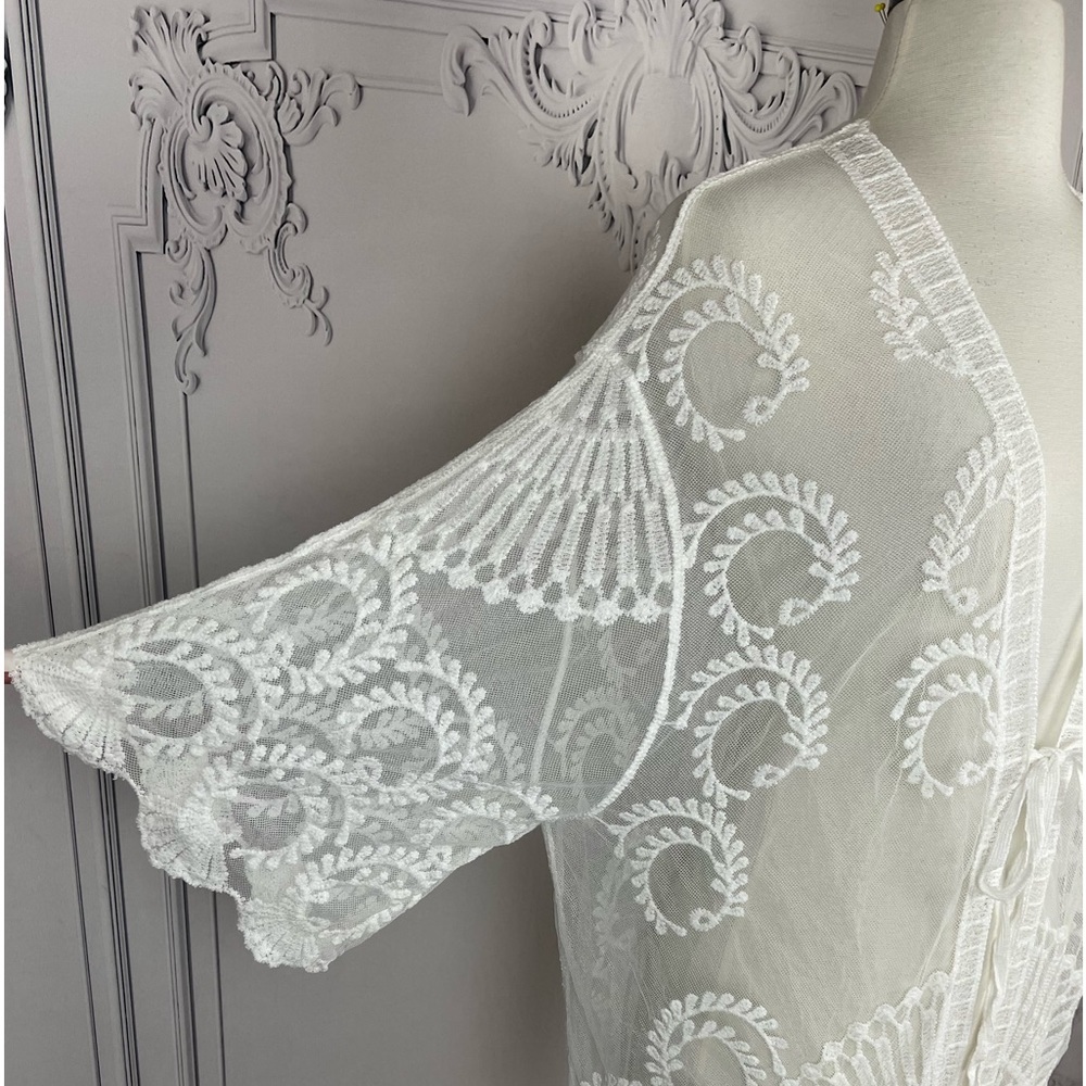 Bohemian Lace Kimono Cardigan Swimsuit Coverup - Picture 8 of 11